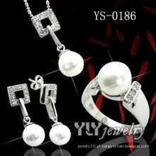 Conjunto de jóias de prata de senhora com pérola (ys-0186)